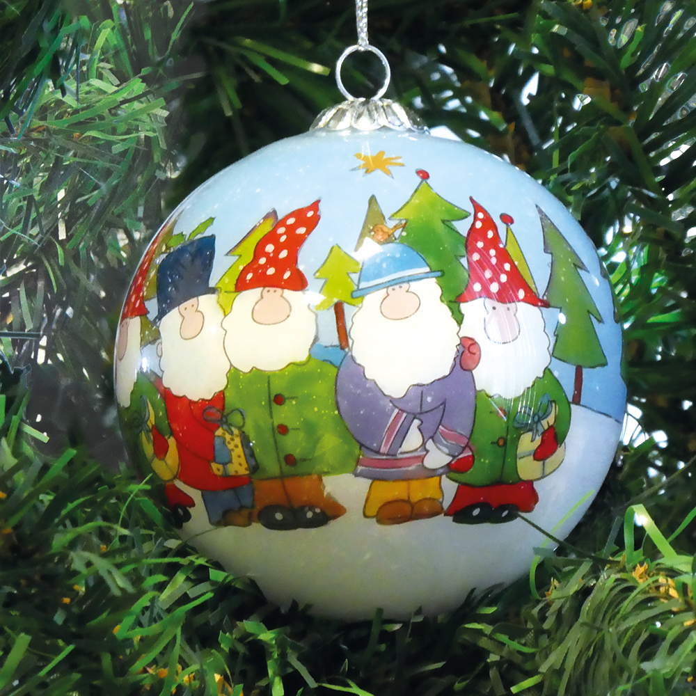 Cornwall Bauble – Gnomes Hand-Painted Glass