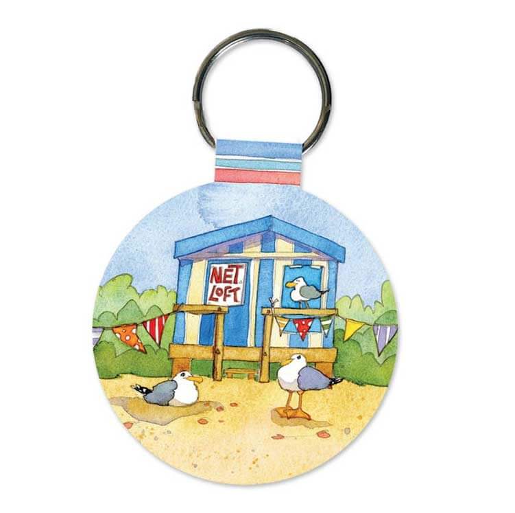 Beach Hut Keyring